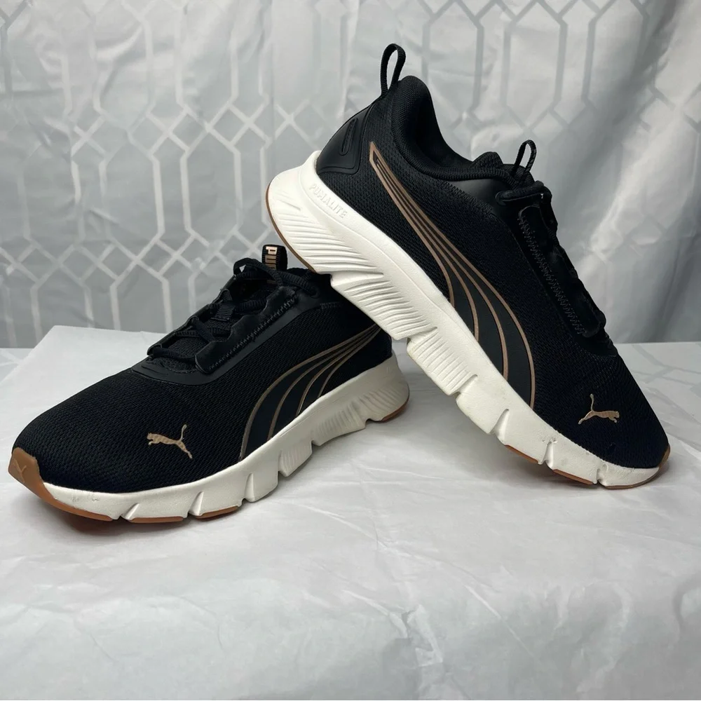 Puma Focus Lite Black Rose Gold Metallic Running Shoes Women's Size 10